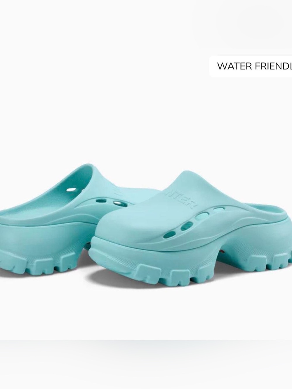 Hunter Aqua Blue Platform Clogs